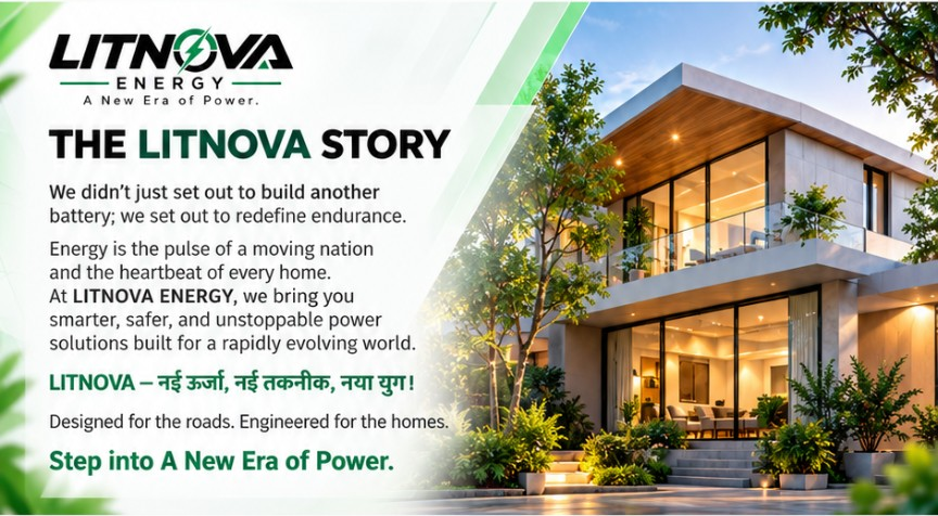 The LITNOVA Story mobile banner with modern home imagery and company story.